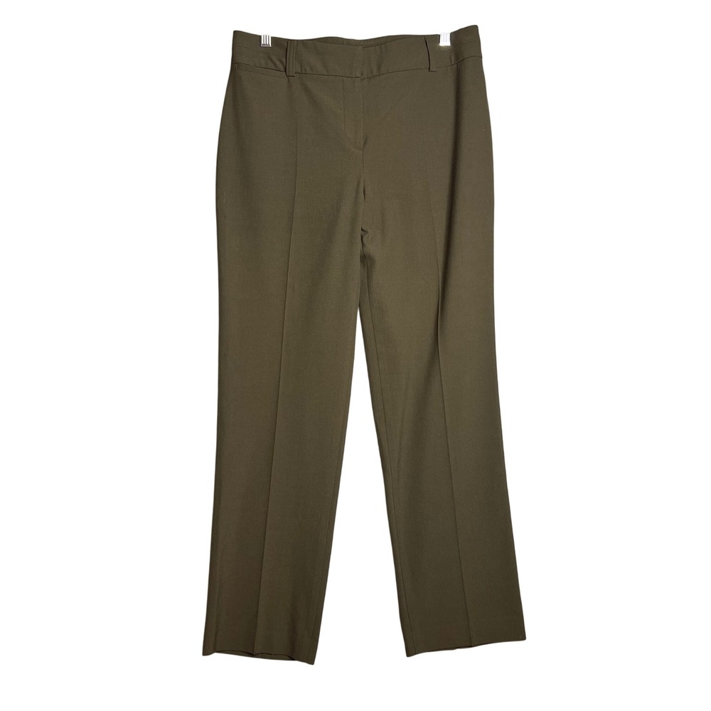 Talbots Stretch Career Pants Trousers Size 8 Olive Green‎ Flat Front Office